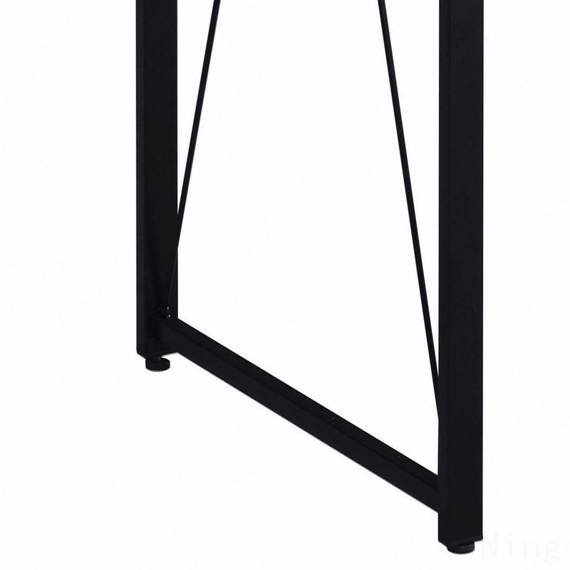 35.5" Writing Desk, Antique White & Black with Metal Sled Base