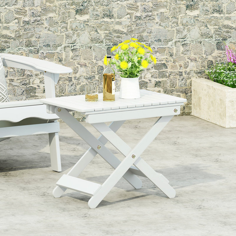 Table de bout Abriele, table d'appoint pliante d'extérieur, petite table d'appoint, Blanc