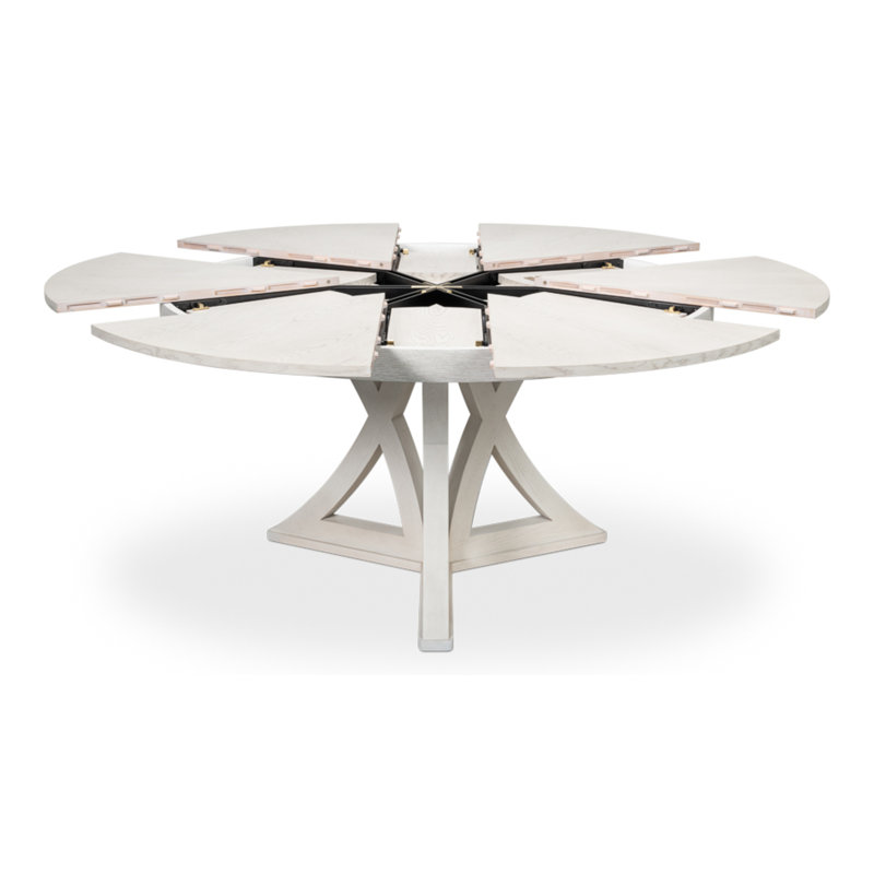 Casual Round Solid Oak Dining Table, Bleached Oak, 30"H x 64"L x 64"W