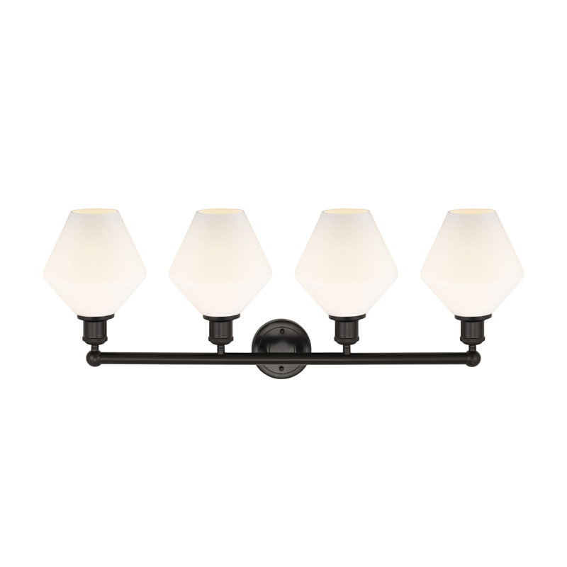 Éclairage de salle de bain à intensité variable 4 lumières Amylea, Blanc mat, Bronze huilé