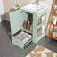 Meuble-lavabo autoportant avec lavabo en céramique, armoire de rangement, tiroir, tablettes latérales ouvertes et barre à serviettes-1095492098