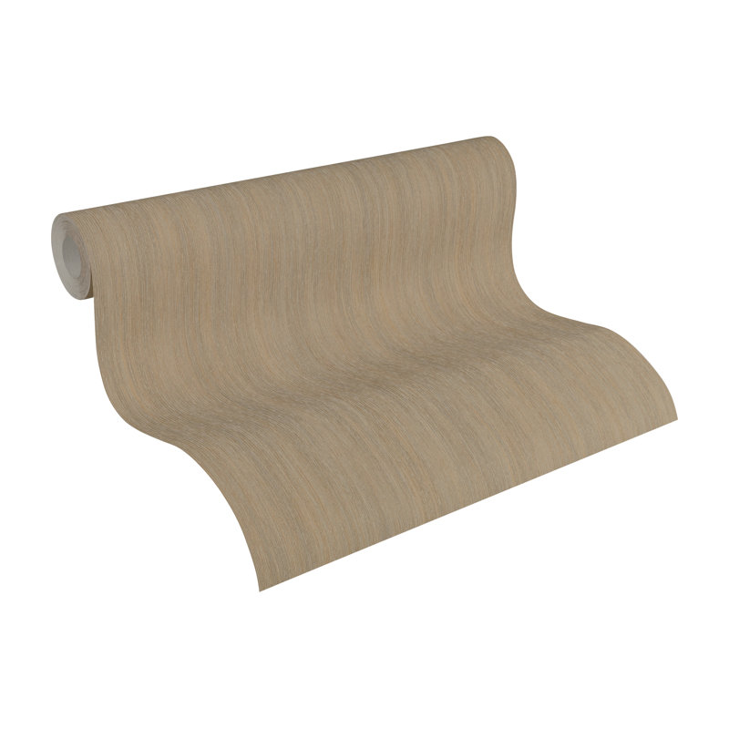Farrar 10.05m x 53cm Textured Wallpaper Roll, Brown and metallic