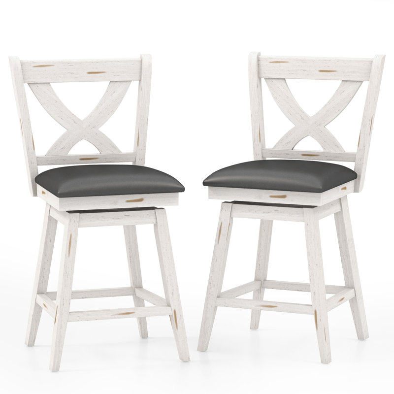 Havant Swivel Upholstered Counter Stool with Solid Wood Frame, Counter Stool (24” Seat Height)