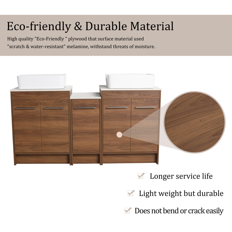 Slavenka 60'' Double Bathroom Vanity with Sintered Stone Top