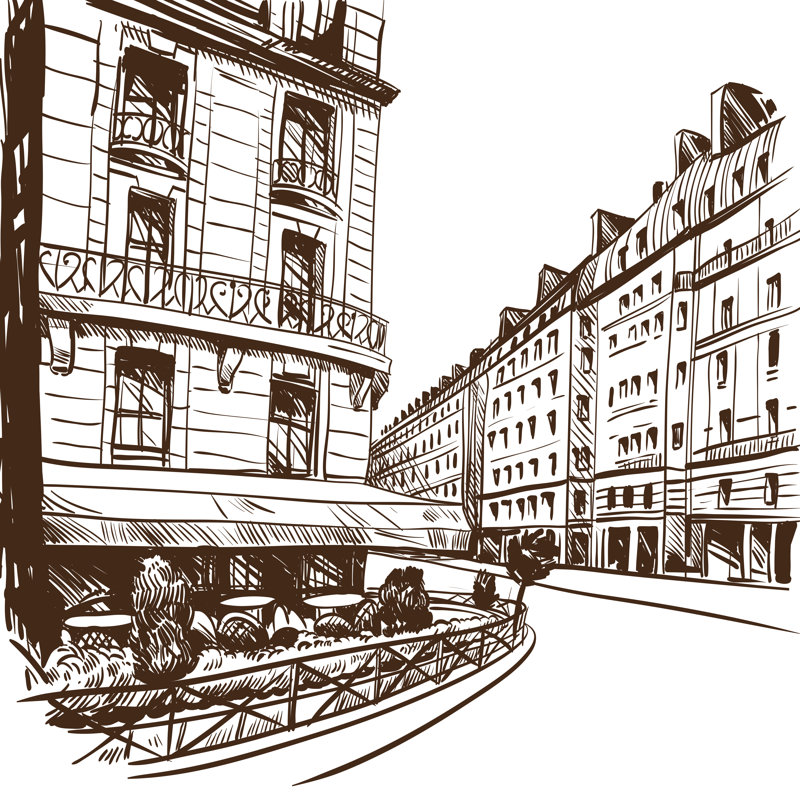 Felma City dessiné à la main par Yakovliev, H 12 po x l 12 po