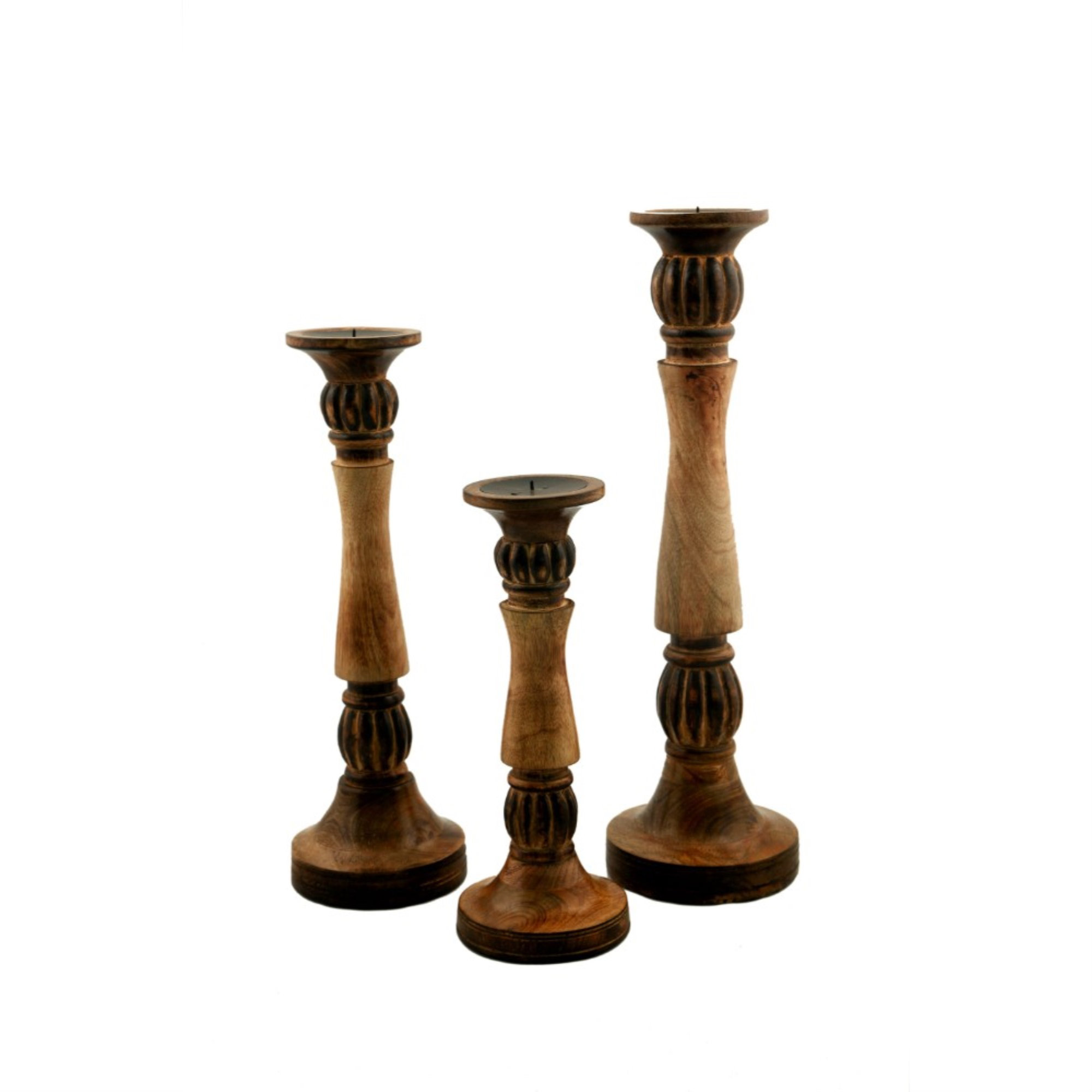 World Menagerie 3 Piece Wood Candlestick Set & Reviews | Wayfair