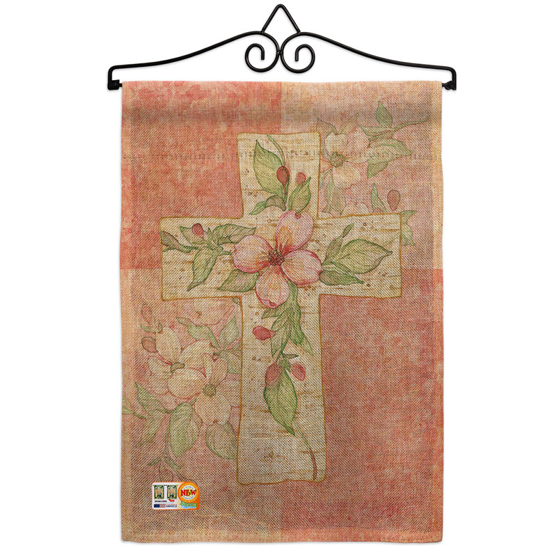 En toile jute en croix 2 côtés 19 x 13 po drapeau de jardin