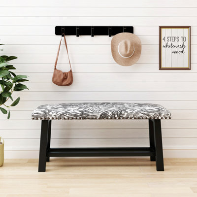 Rétro, lin avec banquette rembourrée, pieds en bois rustique pour chambre à coucher, salon
