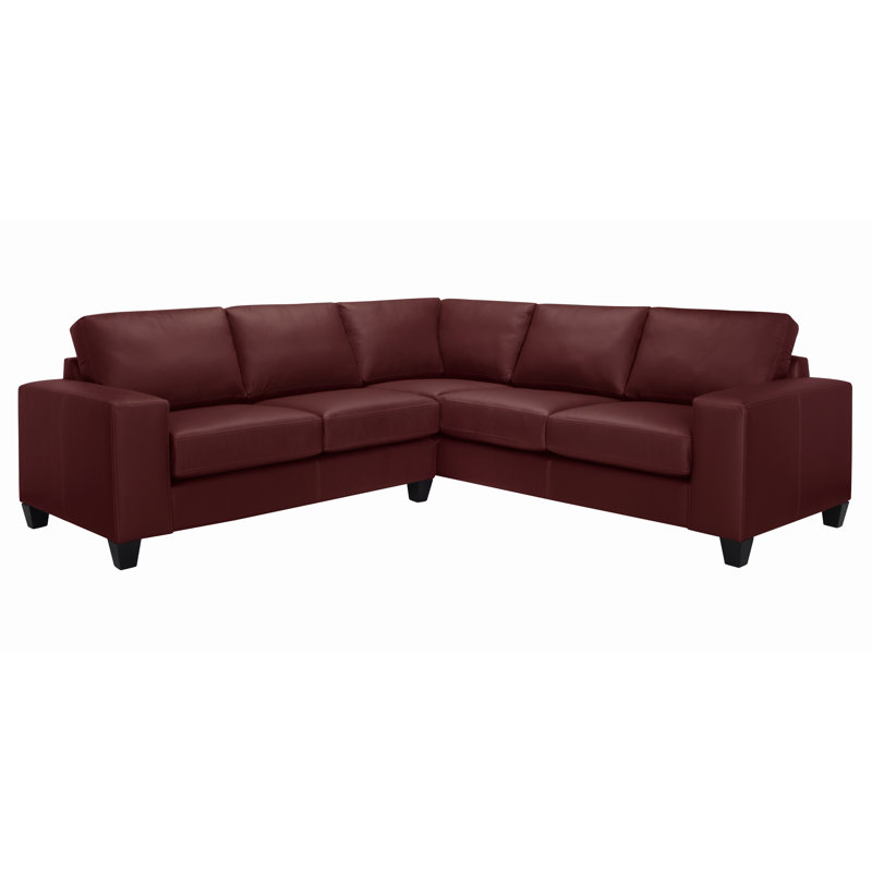 Canapé modulaire de 95 po Gilford, Cuir véritable rouge marron