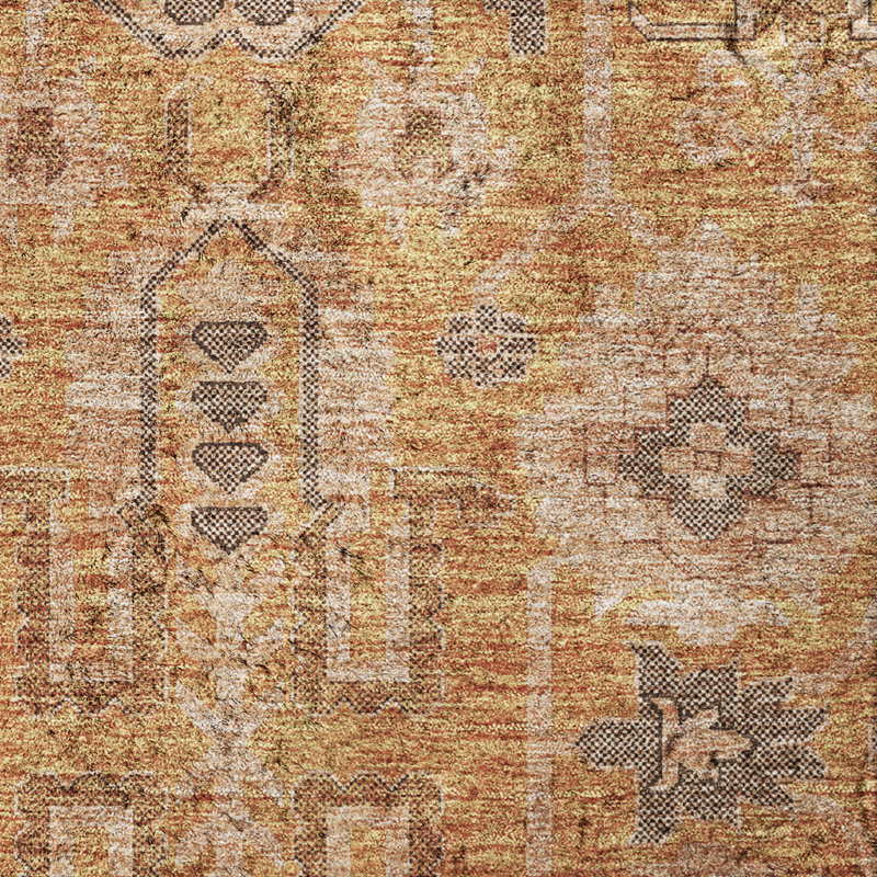 Tapis oriental à poil long de qualité supérieure lavable à la machine ADS697, Terra Cotta, 5 pi x 7 pi 6 po