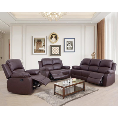 3-Piece Manual Reclining Living Room Sofa Set