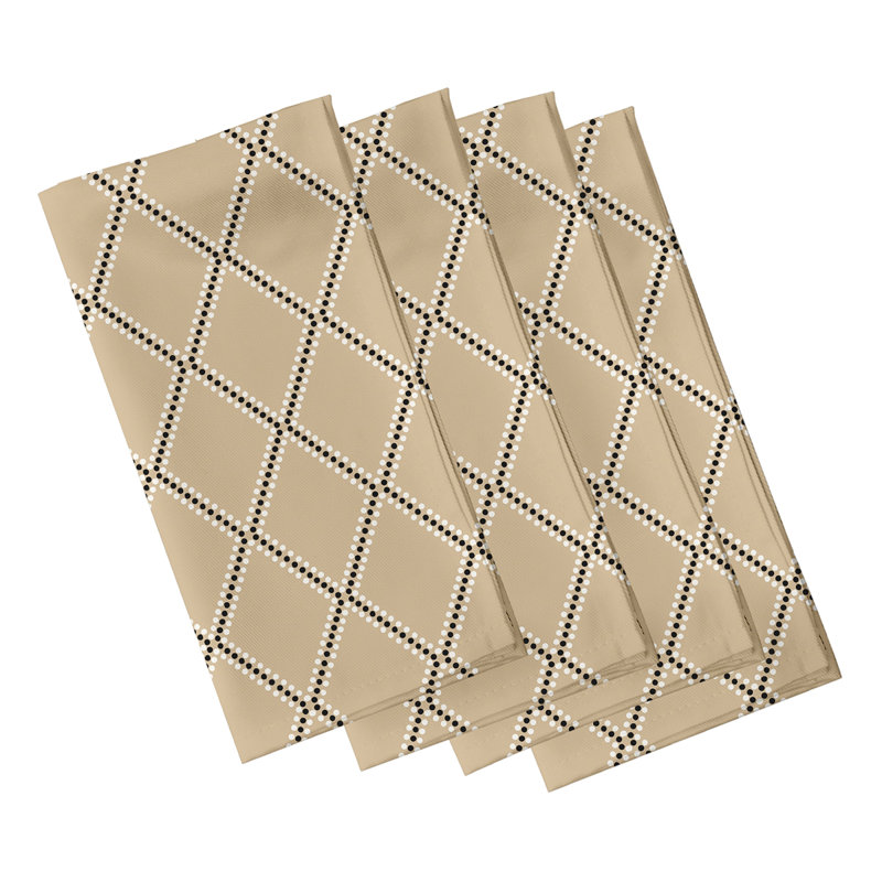 Lateasa Polyester Geometric Square Napkin, Taupe