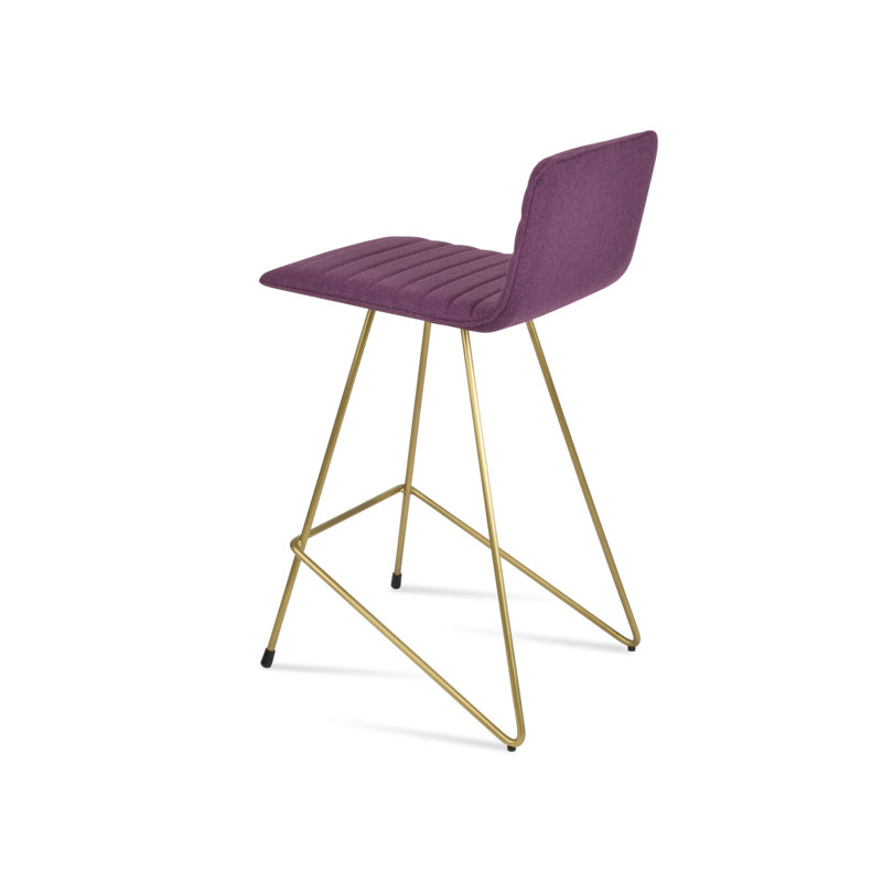 Corona Bar & Counter Stool, Deep Maroon, Brass, Counter Stool (25" Seat Height)