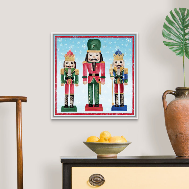 « Three Nutcrackers I », reproduction d’art sur toile, Cadre blanc, H 18 po x l 18 po x P 1,75 po