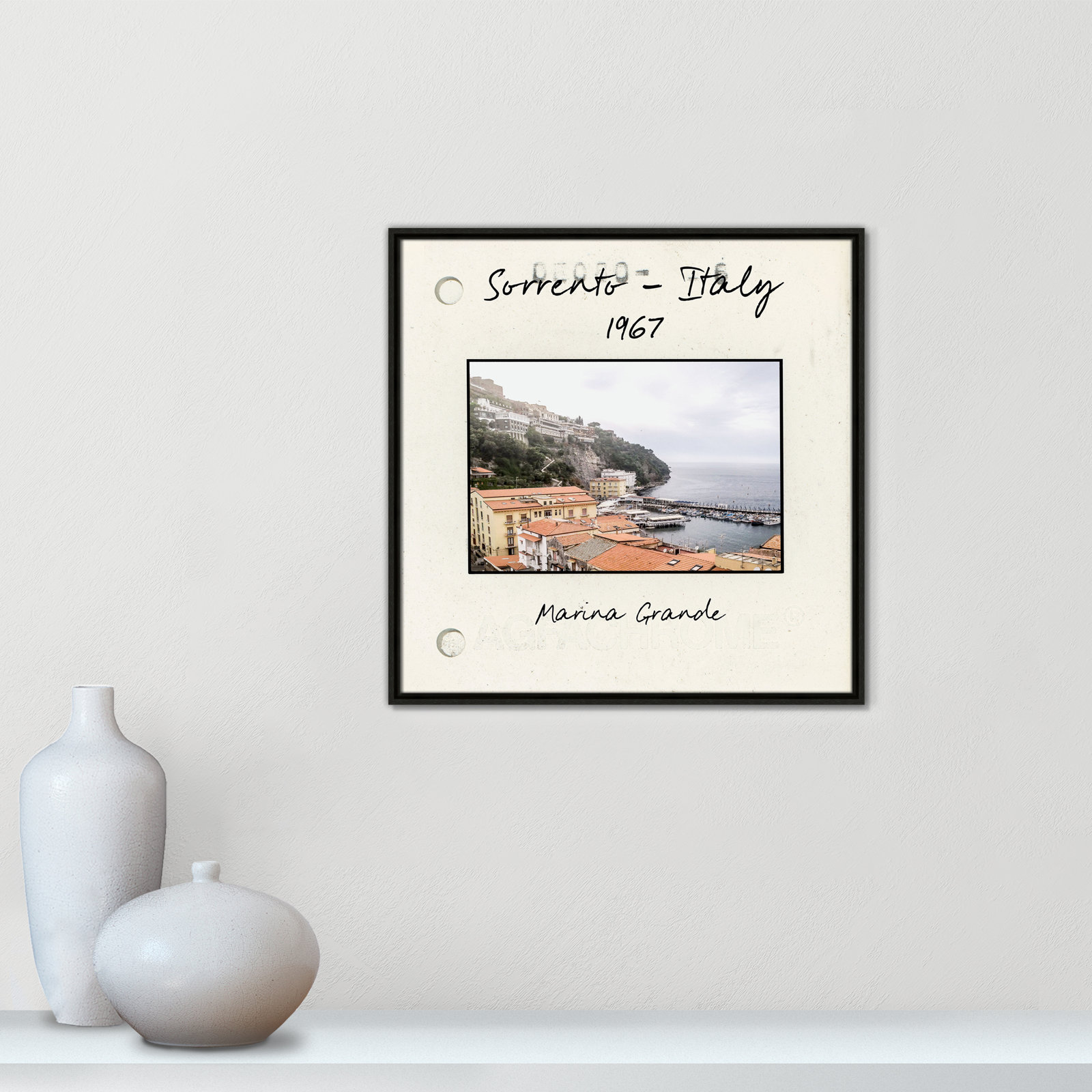 Travel Slide Collection "Sorrento, Italy" Print, Espresso Floater Framed Canvas, 25.5" H x 25.5" W x 2" D