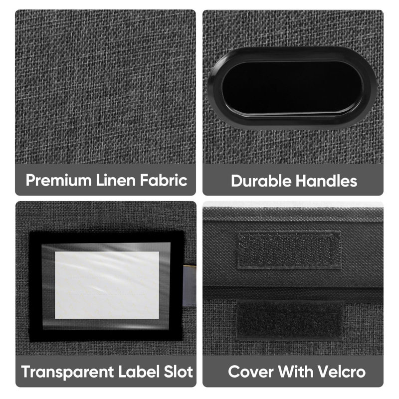 File Organizer Box With Lid, Collapsible File Folder Organizer With Plastic Slide, Hanging File Folder Box For Office Document Storage (2 Pack, Black)
