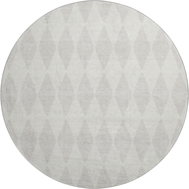 Premium Machine Washable Cerrito AMF578 Ivory Rug, Round 8'