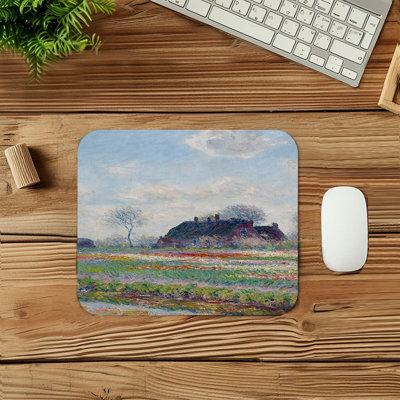Landscape & Nature Claude Monet - Tulip Fields at Sassenheim Nature Flower Fields Gaming Cute Office Laptop Desk Pad Gift Mat Square Rectangle Non-Slip Mousepad