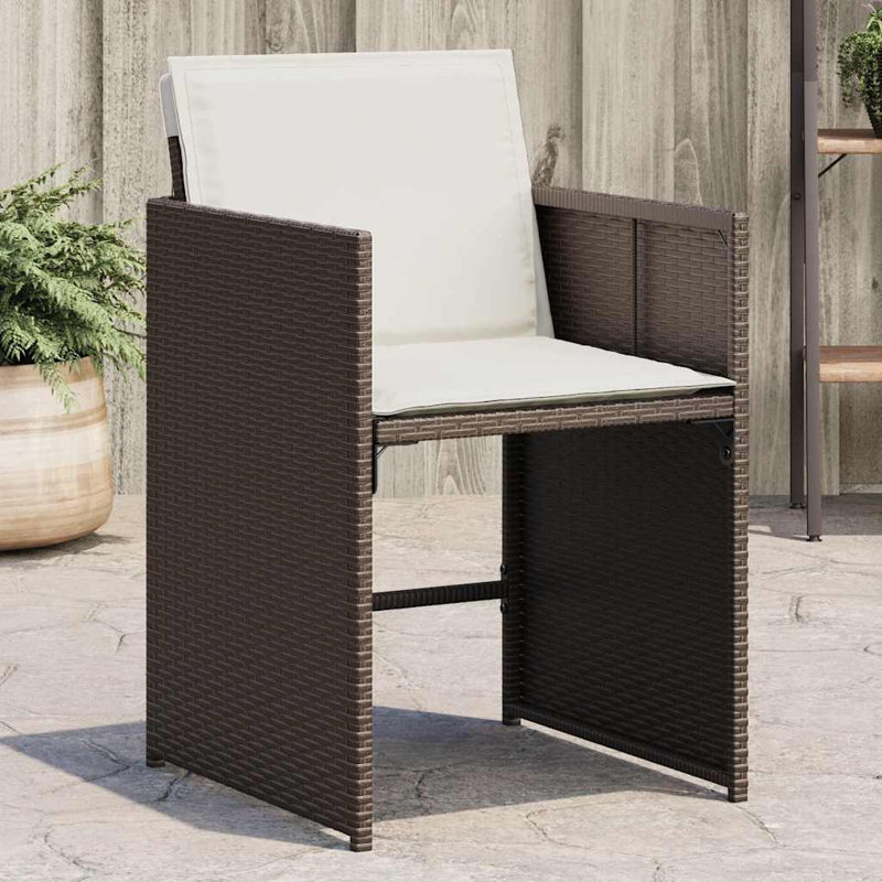 Outdoor Patio Dining Armchair with Cushion, Cream, Brown