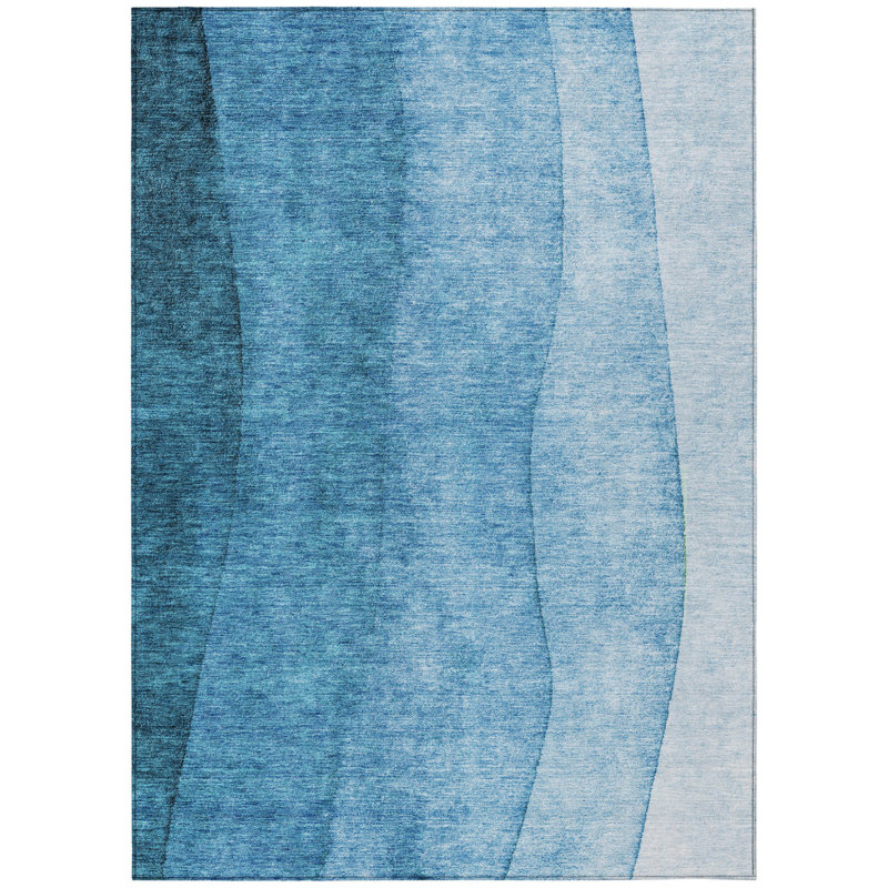 Tapis extérieur lavable ombre bleu turquoise et turquoise 10 pi x 14 pi, Rectangle 10 pi x 14 pi