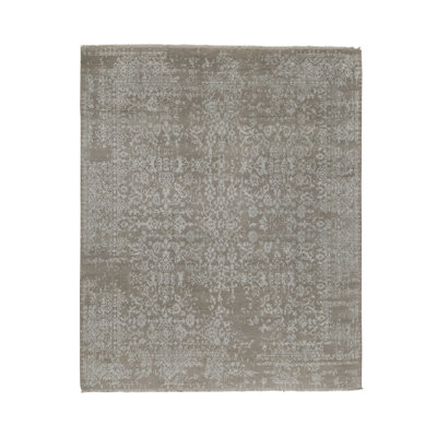Hand-Knotted High-Quality Silver and Aqua Area Rug