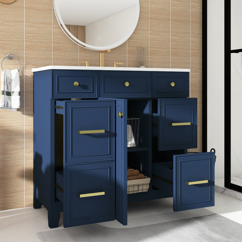 Meuble-lavabo simple 36 po avec lavabo, Marine