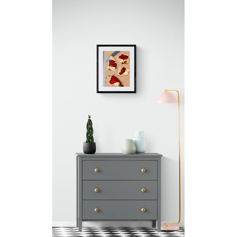 Buttered Bread With Strawberry Jam Print by Evan Sklar, Black Framed Canvas, 33" H x 25" W
