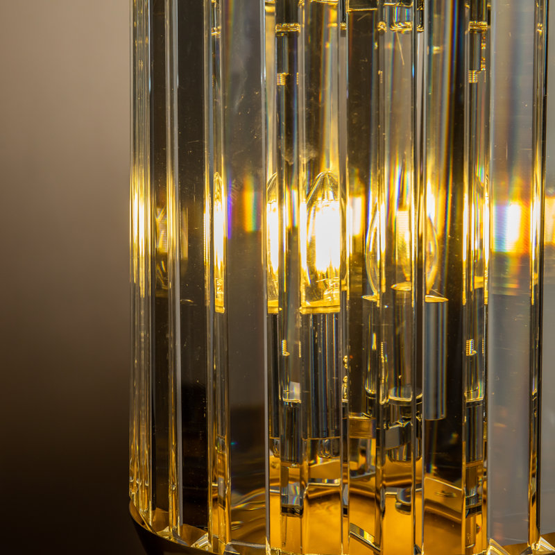 Stone 6 - Light Crystal Pendant, Polished Brass, 165cm H x 24cm W x 24cm D
