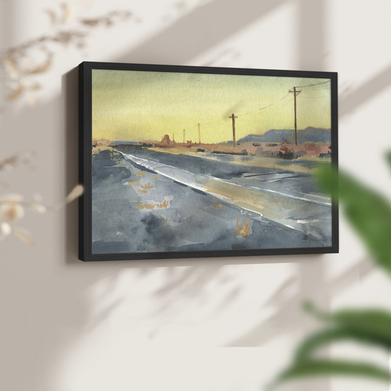 Déserté autoroute I - reproduction encadrée - réarmable, H 8 po x l 10 po, Noir, noir, noir, noir