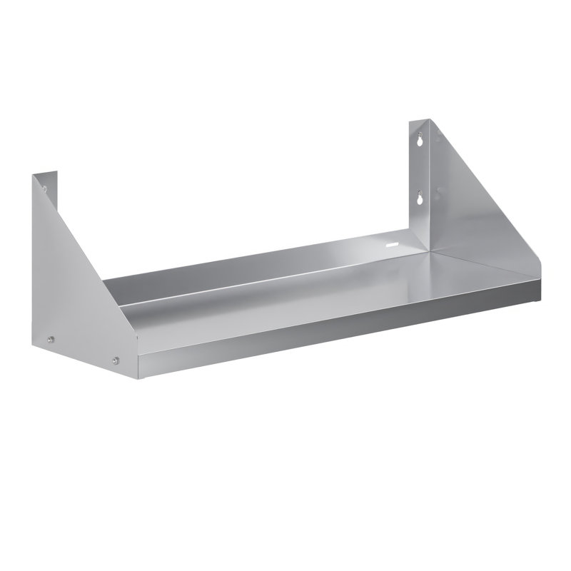 Amgood Stainless Steel Wall Shelf with Side Guards, 11" H x 36" W x 12" D