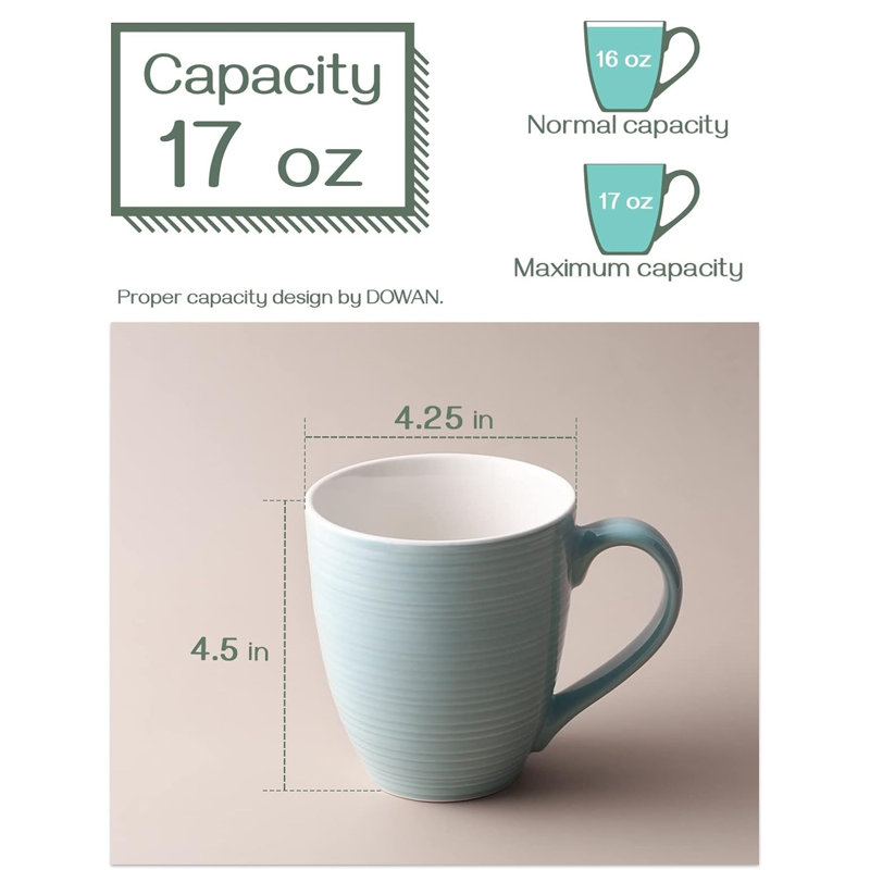 Ensemble de 6 tasses à café avec bord bleu marine DOWAN, ensemble de 6 tasses en céramique pour café, thé et cacao, Turquoise