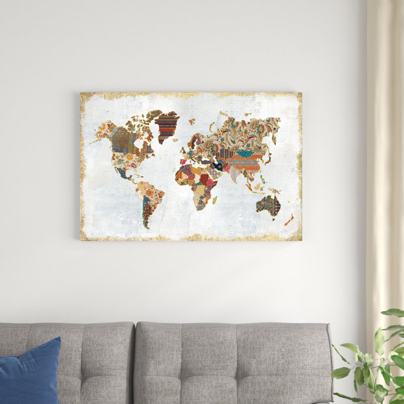 " Pattern World Map " by Laura Marshall, 24" H x 36" W x 1.25" D