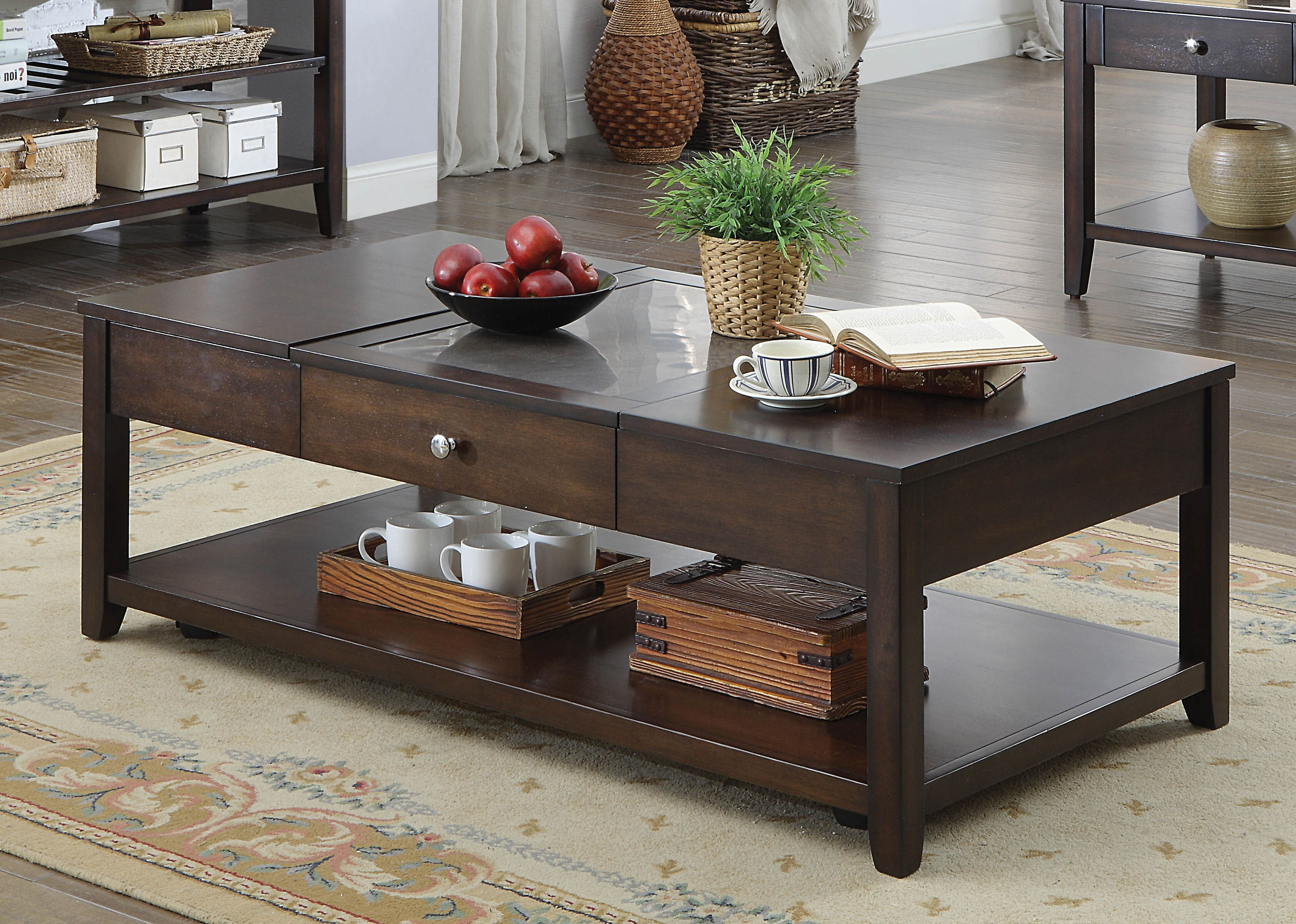 Eoghan Lift Top Frame Coffee Table with Storage Millwood Pines Color: Espresso