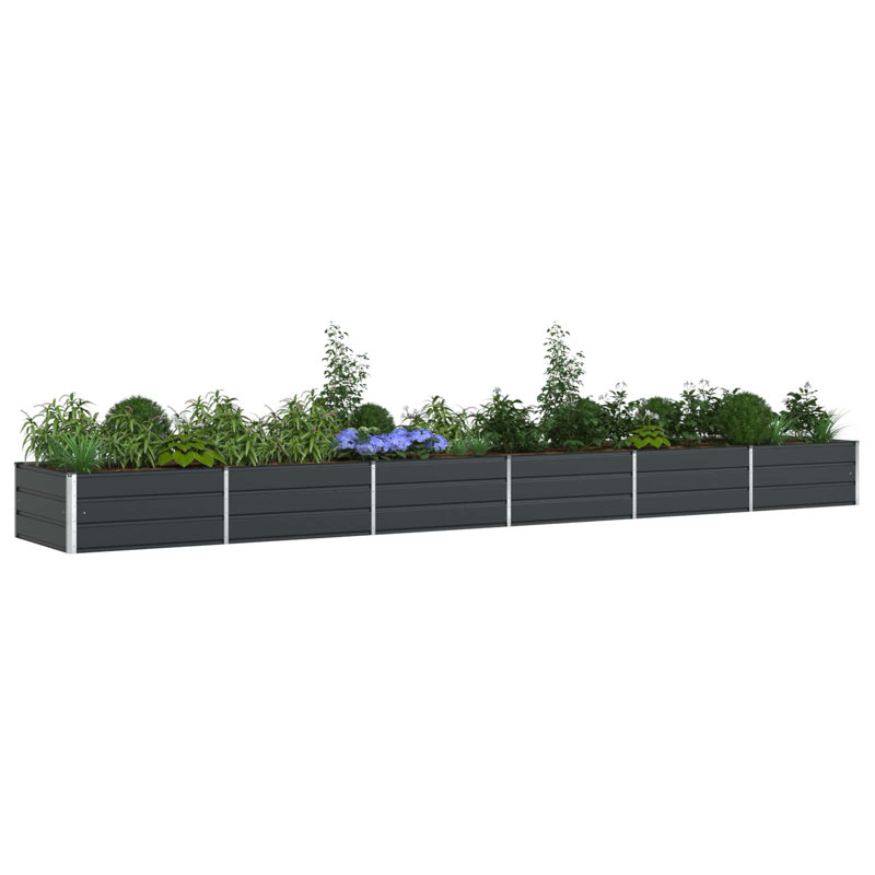  Planter Galvanised Steel, 45cm H x 580cm W x 100cm D, Anthracite