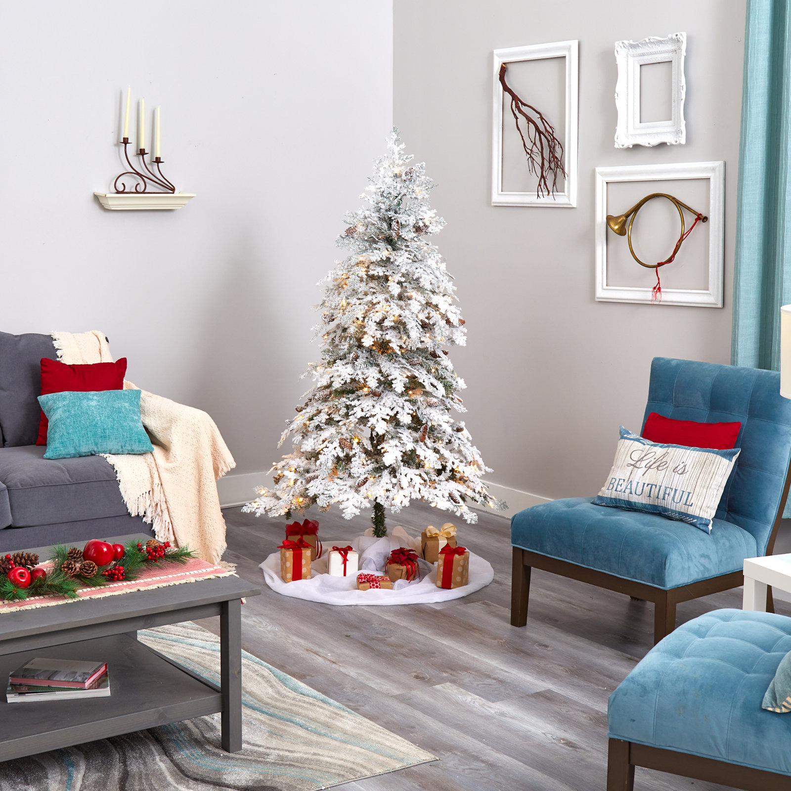 Lighted Artificial Christmas Tree, 6' H