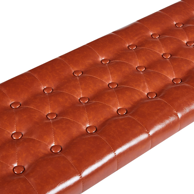 Olmsted Faux Leather Bench with Metal Legs, Brown