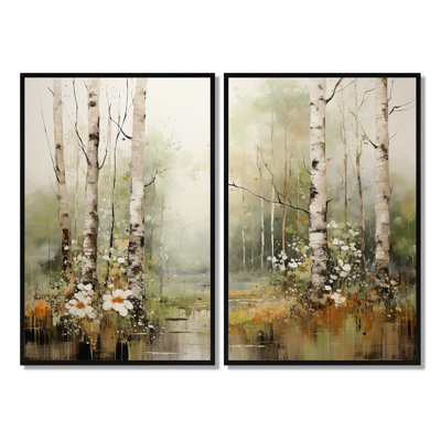 Minimalisme, forêt, bois II - ensemble d'art mural traditionnel de 2