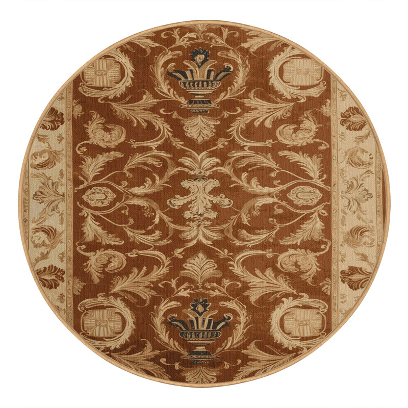 Tapis brun français lavable à la machine, Rond 6 pi