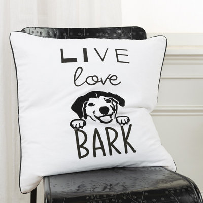 Black And White Live Love Bark Modern Throw Pillow