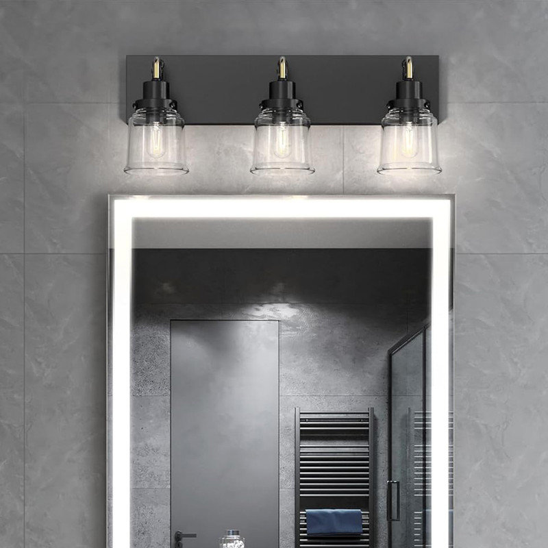Williston Forge Modern Bathroom Vanity Light,3 Light, Matte Black ...