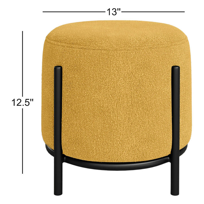Formentera Powder-coated Iron Accent Stool, Yellow