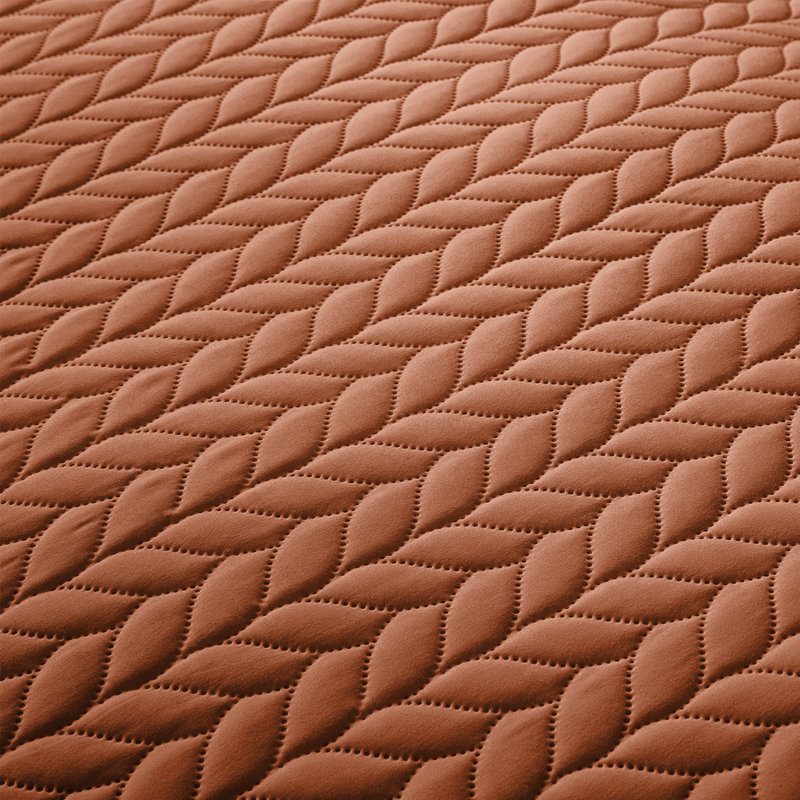 Premium Embossed Bedspread Set With Matching Pillowcases, King Bedspread + 2 Standard Pillowcases, Rust