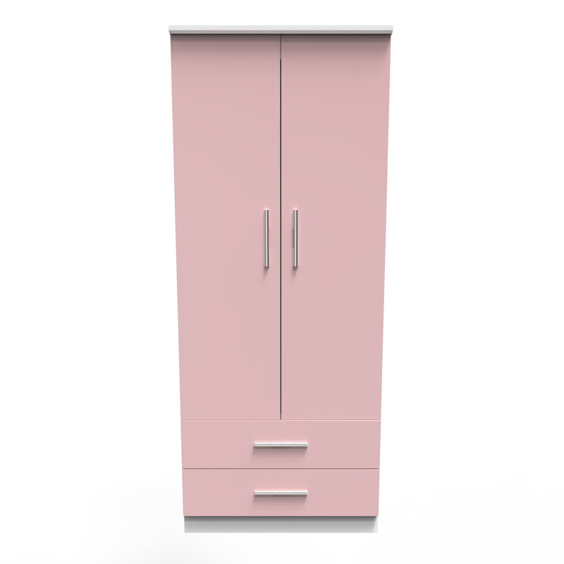Fully Assembled Knightsbridge 2 Door Wardrobe, Pink/White