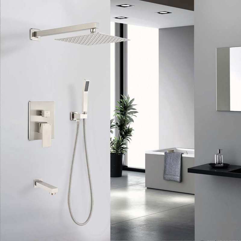 Complete Shower System with Rough in-Valve, Brushed Nickel