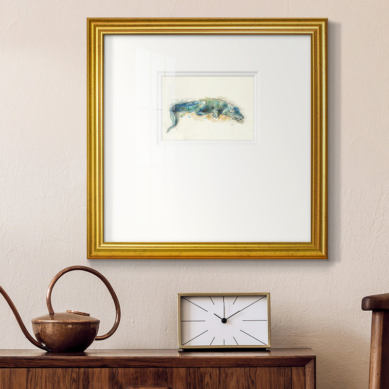Alligator - reproduction encadrée de qualité supérieure, H 17 po x l 17 po, Papier avec cadre doré