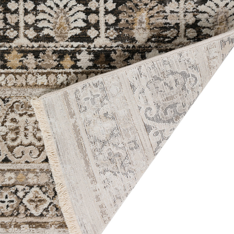 Tapis rayé tissé à la main brun / noir, Rectangle 3 pi 3 po x 5 pi 3 po