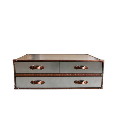 Vintage Metal-Wrapped Coffee Table Coffee Table
