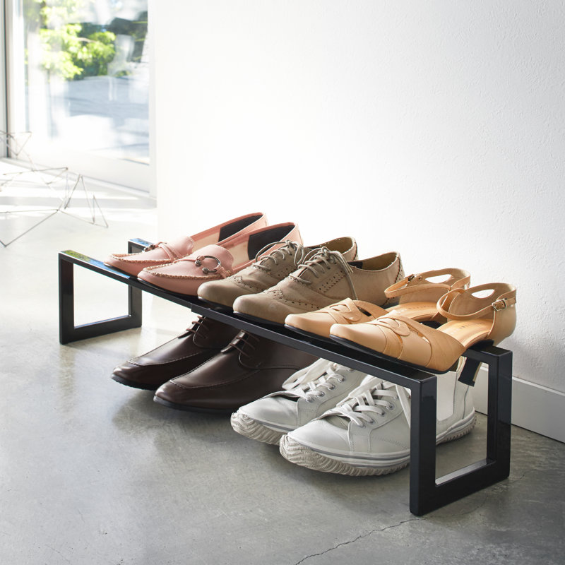 Range-chaussures réglable Yamazaki Home, petit, acier, pour 4 à 8 chaussures, extensible, empilable, Noir
