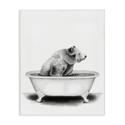 «Bear in a Tub Funny Animal Bathroom» par Rachel Neiman - reproduction de dessin