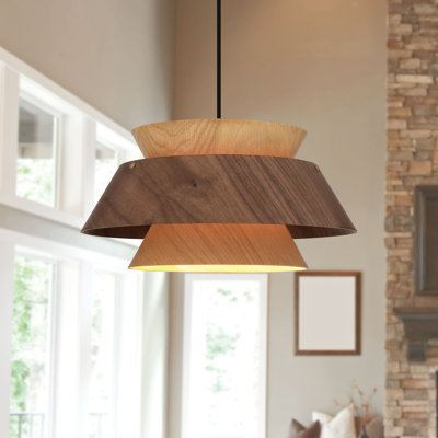  Luminaire suspendu 1 lumière 13 po Aalto en noyer clair et foncé